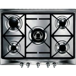 Smeg Cucina SR275XGH 69cm 5 Burner Gas Hob in Stainless Steel  with Cast Iron Pan Stands